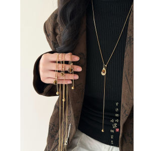 สร้อยคอจี้ตาเสือสีทอง เครื่องประดับแฟชั่นสำหรับผู้หญิง สร้อยคอยาว เครื่องประดับสำหรับเสื้อกันหนาว เครื่องประดับที่สวมใส่ได้ตลอดทั้งปี