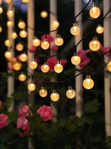 5M 20LED Solar Xmas Lights Outdoor Lighting Waterproof Garden Home Decor Crystal Globe String Lights Bulb Christmas Decorations LED Solar Droplet Strip Light Fairy Lights Lamp Solar Christmas Lights Lantern Decoration Set On Sale New Style