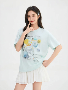 SANFU | Ocean Print Loose Round Neck Short T-Shirt