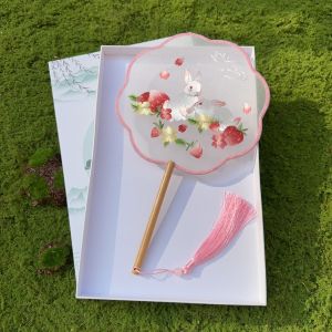 Quạt Múa Đôi Mặt Thêu Tròn Cung Đình