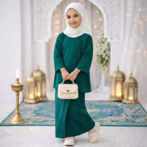Baju Kurung Kedah Kids Dresses - Selesa Anggun Bergaya - Material Cotton Lembut Sedia - Kualiti Premium - Sesuai Untuk Hari Raya & Majlis - Usia 2-12 Tahun