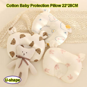 หมอนป้องกันผ้าตาข่ายผ้าฝ้ายนูเด็กชายสำหรับเด็กแรกเกิดหมอนรองหัวรูปตัวยู