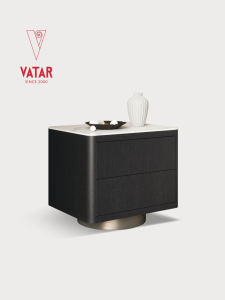VATAR | Luxury Italian Style Bedside Cabinet Solid Wood & Rock Plate