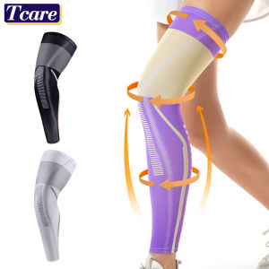 1 Pc Full Leg Compression Sleeve Long Knee Pads Sports UV Leg Brace with Anti-slip Silicone Strips Running Basketball Football