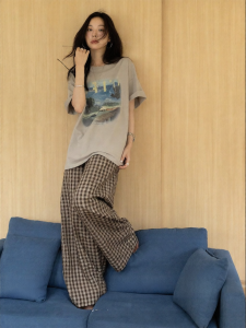 VNOOK | Quần Casual Họa Tiết Caro Đính Cao