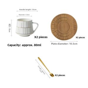 European Style Ceramic Coffee Cup Set Gold Rimmed Micro Defects Style Espresso Cups Afternoon Tea Cat Poop Luxury