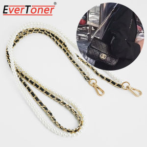 EverToner 100-120cm Pearl Bag Chain Leather Chain 2in1 Replacement Shoulder Bag Strap