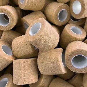3/6/12/24 Rolls  Tattoo Bandage Wrap Self Adhesive Bandage Beige Elastic Breathable Sports Non-woven Wrap Finger Tape