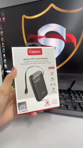 Cliptec MPB240 Power Bank 10000 mAh PD20W dengan TFT Display | Built-in Kabel Type-C Boleh Tarik 56 cm