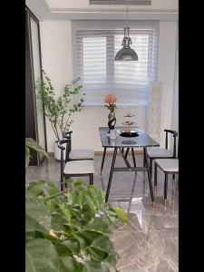 (1 Set) Table and Chairs Combination 1 Table 4/6 Chairs Restaurant Home Type Dining Table - 120*60CM
