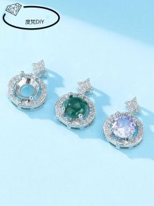 White Gold Copper Pendant Setting Empty Base Four Prong Setting round Cut Simulated Diamond Jade Egg Shape Fashion Jewelry