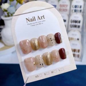 Handmade Nail Tips Amber Gradient Meralay Removable False Nails Artificial Nail Tips Cosmetic Tools for Beauty And Makeup