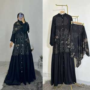 Ready stok  Manohara set SYAIMA DRESS SET HIJAB SEGI EMPAT Matterial Rayon diamond mix rayon twill premium