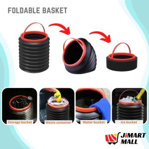 FOLDABLE BASKET MULTI FUNCTION Car Container Rubbish Bin Water Holder Storage Ice Bucket Trash Bin Organizer Trunk Boot Bonnet Travel Car Wash Portable Tong Kereta 折叠式水桶