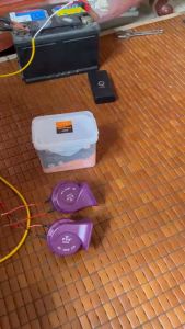 Đôi còi sên ô tô xe máy. Điện 12v và 24v. Còi sên tím