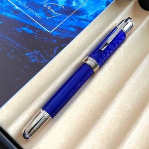 New Limited Edition Writers Jules Verne Ocean Blue Rollerball Pen MB Black Metal Ballpoint Pen Office School Writing Fountain Pens