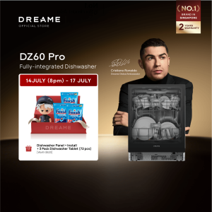[New Launch] Dreame DZ60 Pro Fully-integrated Dishwasher | FlexWing Spray Arm | 4-tick Water Efficiency Rating