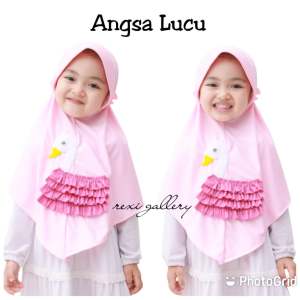 Kerudung Instan Anak Karakter Angsa Lucu Hijab 3 4 5 6 Tahun Jilbab Anak Pet Busa Karet Belakang