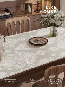 French Style Lace Chris Leather Dining Table Cushion Accessible Luxury Fancy Coffee Table Cloth Waterproof Oil-Proof Desktop Protective Pad