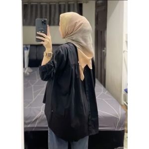 Kemeja Linen wanita karina shirt /kemeja wanita kancing depan belakang