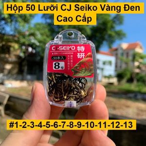 Hộp 50 Lưỡi câu cá CJ Seiko Nhật Bản Vàng Đen