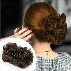 Fashion Women Wig Short Curly Hair Fluffy Clip Pear Flower Headdress Big Wave Horsetail Clip