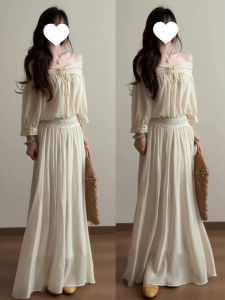 Karrar betsey | Đầm Maxi Một Bờ Vai Phối Ren Chiffon Dáng Cao