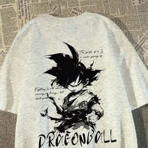 PAZHAOLANG | Oversized Dragon Ball Goku Print T-Shirt