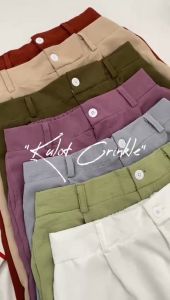 Celana Kulot Crinkle Highwaist Loose Cullote Pant Celana Kantor Wanita Anti Kusut Jumbo