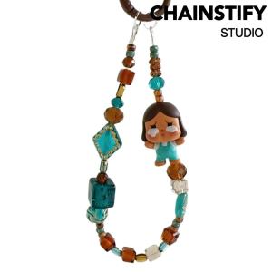 New Green Brown Crystal Czech Beads Mobile Phone Chain Squirrel Baby Tear Drop Pendant Woodland System Acrylic Material