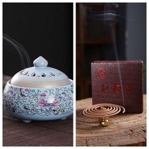 Retro Enamel Ceramic Incense Burner Tower Home Indoor Tea Ceremony Creative Sandalwood Incense Holder Stand Enamelware