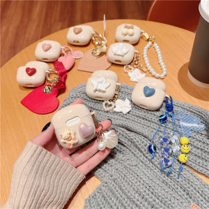 Disney QS15 Bluetooth Earphone Case Cream White Protective Cover Cute Cat Design Cartoon Creative Headset Storage Box Apple Compatible