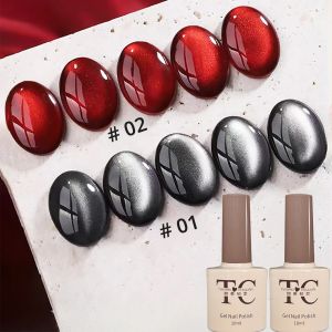 1 ชิ้น ยาทาเล็บเจล TC ลายคริสต์มาส ยอดนิยม สีดำแดงประกายเชอร์รี่ ประดับคริสตัล ลูกปัดแก้ว เจลตาแมว สำหรับร้านทำเล็บ