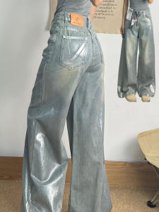 Quần Jeans Ống Rộng Cạp Cao Quần Jeans Denim Quần Dài Ôm Dáng Mùa Xuân Thu Quần Dài Thường Ngày Cho Nữ