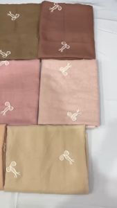 Hijab Segiempat Paris Japan Logo Premium Coquette Bordir - Kerudung Segi Empat Pita Hijab Pita Hijab Coquette Terbaru