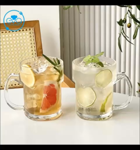 Set 12 Ly Thủy Tinh Dung Tích 355ml Dùng Đựng Trà Trái Cây / Soda / Nước Ép / Có Quai Cầm Tiện Lợi QB332-6003