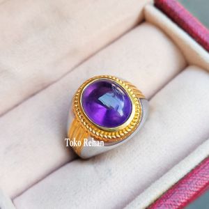 Cincin Batu Kecubung Ungu Minimalis