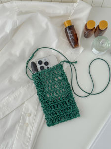 Túi Đeo Chéo Dệt Mùa Hè 2025 Túi Đeo Vai Di Động Nhỏ Nhẹ Thời Trang Du Lịch Đi Bộ Dây Treo Màu Trơn Túi Đựng Điện Thoại Di Động