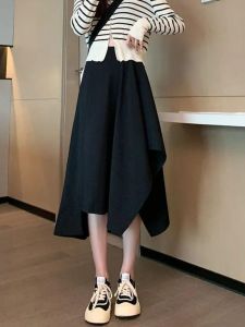 Váy Chữ a Không Đều Thời Trang Xuân Thu Cho Nữ Váy Midi Đa Năng Váy Chữ a Xếp Ly Váy Không Tay Chất Liệu Polyester