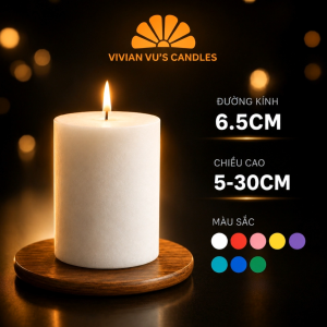 Nến Trụ Tròn 6.5 cao 5-30cm Vivian Vus Candles - Nến Decor Trang Trí Sự Kiện