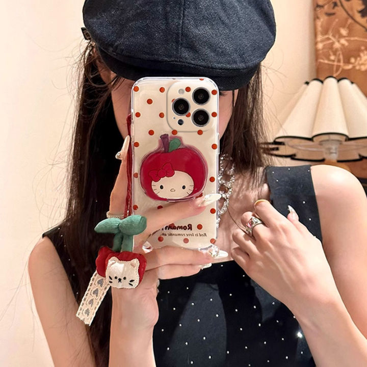 Christmas Red Cherry Cat Kt Stand Silicone Phone Case Full Cover Protection for iQOO Neo 10/9S pro Z9 Turbo New 13/12/11S/Z8