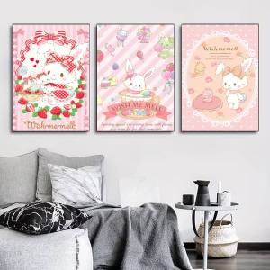 Sanrio | Cute Wish Me Mell Poster for Living Room Bedroom Office or Bar Frameless Indoor Use Bedroom Wall Art.