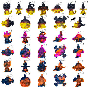 10/20Pcs Halloween Pop Ghost Pumpkin Keychain Anti Stress Fidget Toy for Kids Halloween Party Favors Birthday Gifts Fillers