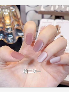 Matte Powder Wear Armor 2024 New Arrival Short Square round Manicure Set Full Set Fancy Nail Patch Finished Product