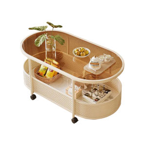 HUIXIONGKANLAN | Cream Style Glass Coffee Table Multifunctional