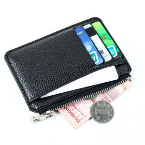 Casual Classic MenS Wallet Solid Color Textured Pu Zipper Card Holder Mini Slim Wallet For Boyfriend Husband Gift 2022 New