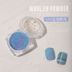 Kaniu Winter Knitted Woolen Sugar Powder Nail Decoration Plaid Pattern Long Lasting Quick Dry No Residue Comfortable Use Glossy