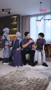NBRS Ivory Koko Sarimbit Set Keluarga Gamis Dewasa Anak Setelan Dress Dark Purple Bahan Premium Rayya Series 2025 Terbaru