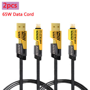 2PCS 4-in-1 Fast Charging Cable PD 27W USB Type C Multi-Port Data Cord forSamsung Xiaomi - 65W Charge Wire Line