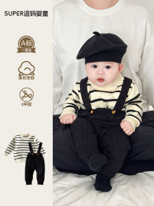 Bộ Đồ Dệt Kim Kẻ Sọc Mùa Xuân Cho Bé Trai Bộ Đồ Hai Mảnh Thời Trang Trẻ Sơ Sinh Thường Ngày Cổ Tròn Tay Dài Vải Cotton Polyester
